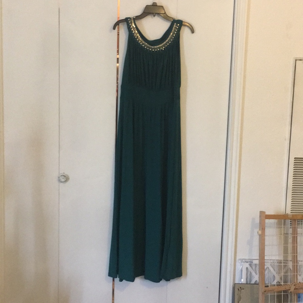 Long emerald green dress